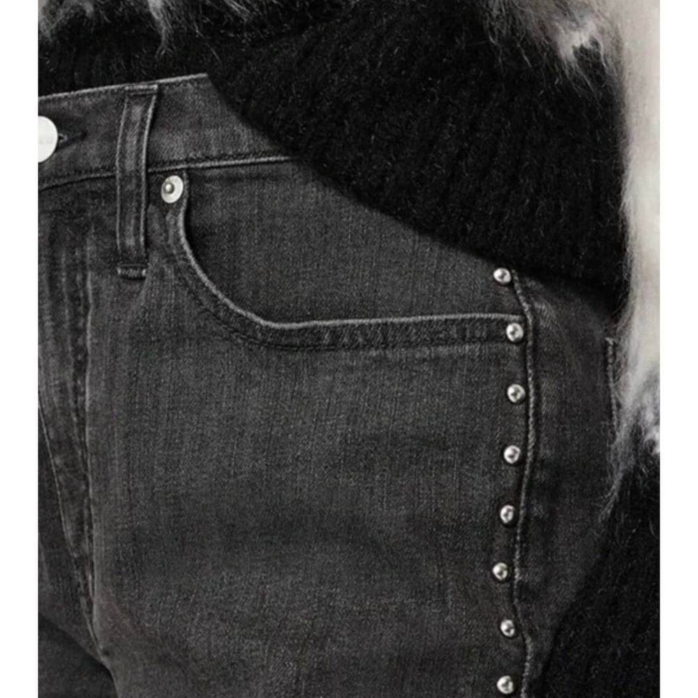 J.Crew Studded High Rise Straight Jean 1996 Semi Stretch Washed Black US 29 MWT - Picture 3 of 13